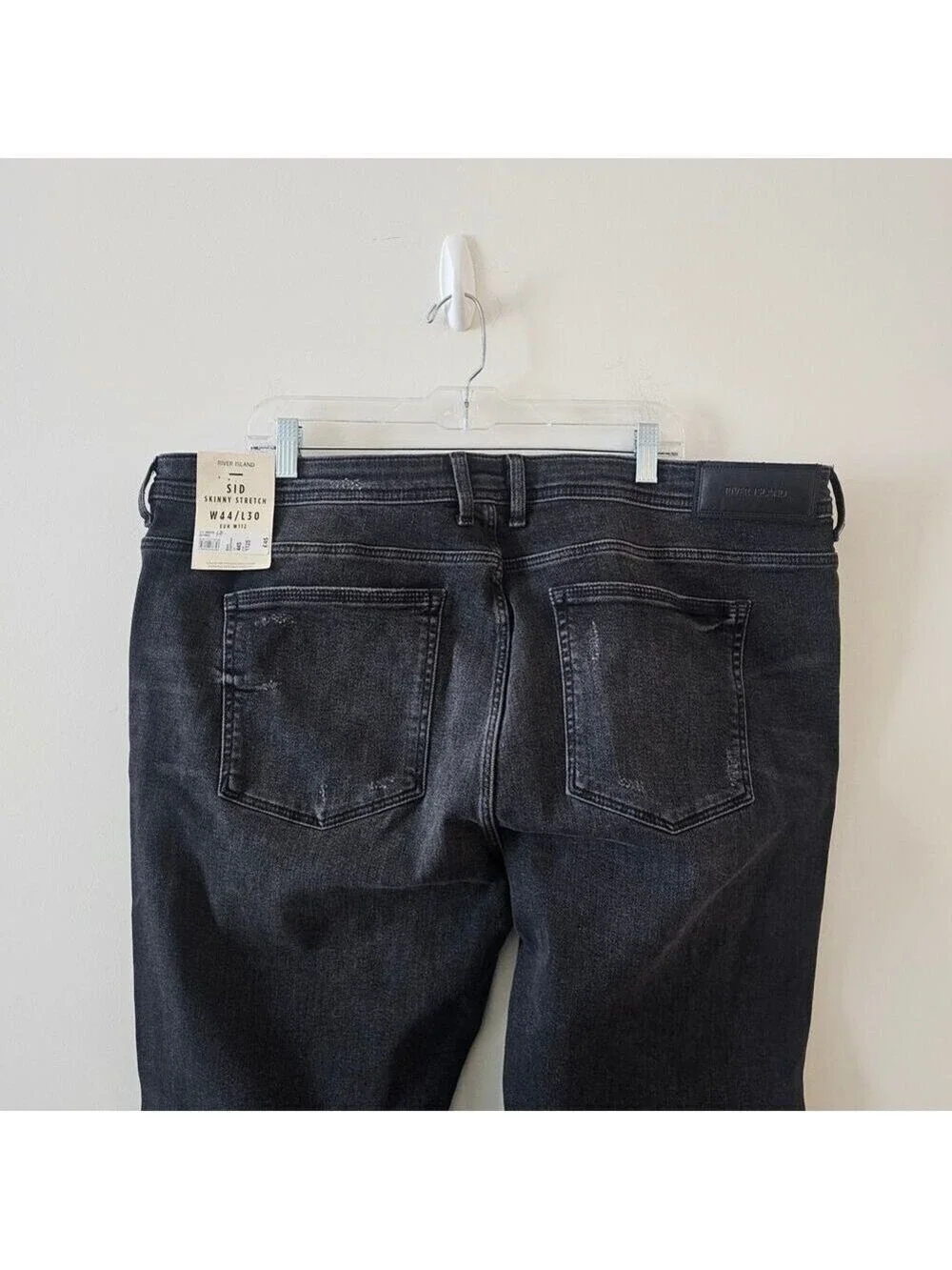 River Island Black Men Skinny Stretch Jeans Size 44x30